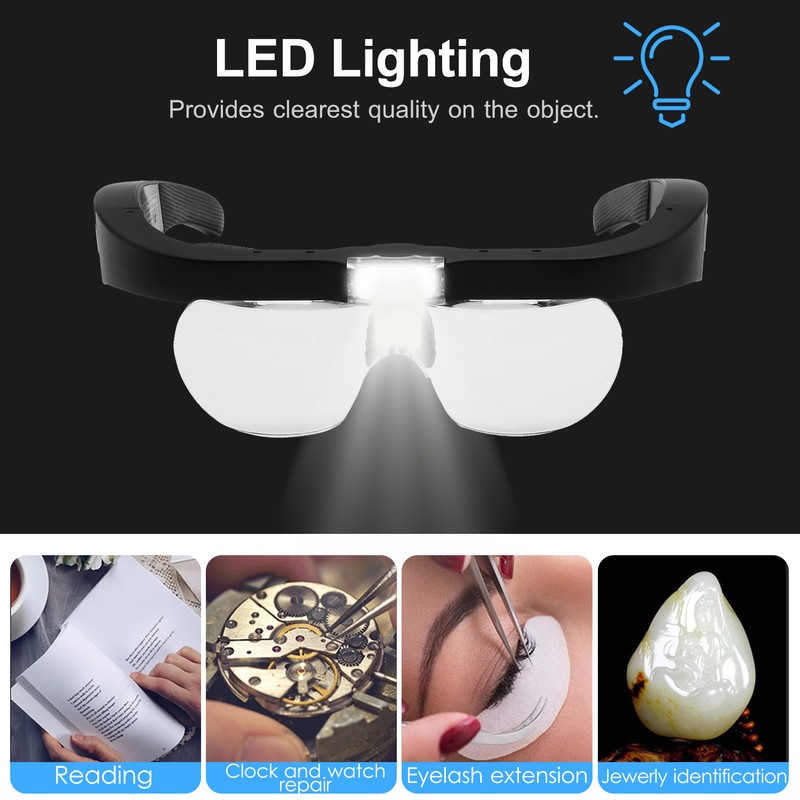 5X Magnifying Headset with LED Light Magnifying Glass Head Mounted