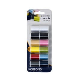Selezione di Mix di Fili in Poliestere Core Korbond - rocchetti 12 x 32 m – 10 Colori – 384 Metri – Cuciture a Mano e Macchina, riparazioni, creazioni