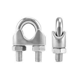 QWORK 3/8" Wire Rope Clamp Clip M10, 10 Pack Large U Bolt Saddle Guy Fastener, 304 Stainless Steel Fastener Cable Clamps, Connect 2 Layers of Wire to Form a Loop