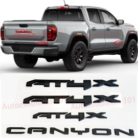 GMC 4PC Matte Black Door Rear AT4X Canyon Emblem Badge 2023-2024 GMC Canyon AT4X