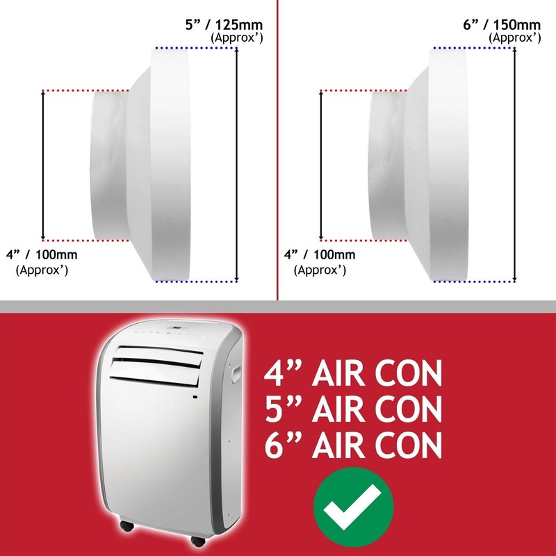 SPARES2GO Air Conditioning External Vent Kit Compatible with Midea 4"