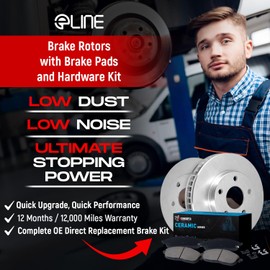 R1 Concepts Front and Rear Brakes and Rotors| Hardware Included| Front and Rear Ceramic Brake Pads and Rotors Kit| Fits 2008-2015 Scion xB