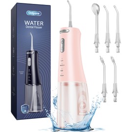 Onlyone Water Dental Flosser Pick for Teeth, 300ML Portable Oral Irrigator, Rechargeable Travel Irrigation Cleaner, Professional Electric Flossing Cleaning Picks for Teeth Cleaning,IPX7 Waterproof