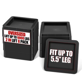 MCXYEM 2 Inch Bed Risers - Oversized Furniture Risers Fit Up to 5.5" Legs Creates an Additional 2 4or 6 Inches of Height/Storage Heavy-Duty Table, Chair, Desk or Sofa Riser (CJD 2 Inch (Set of 8))