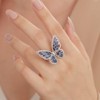 Aimimier Crystal Butterfly Ring Cubic Zirconia Open Adjustable Bow-Knot Knuckle