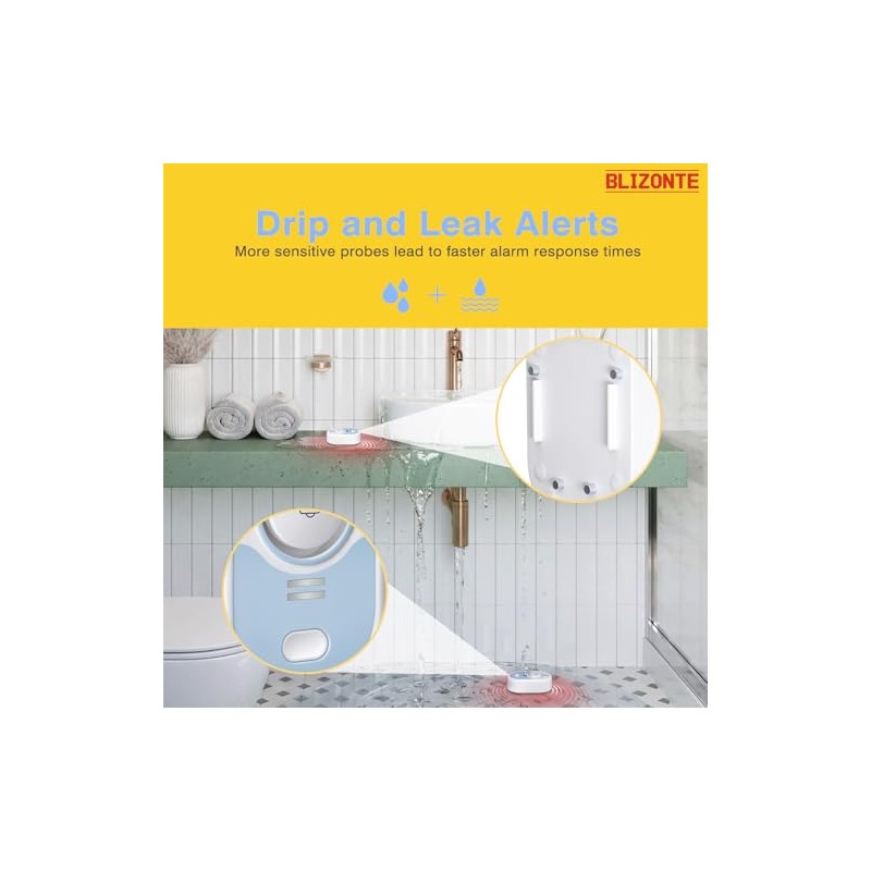 Water Leak Detector with 5-Year Battery Life - 3 Pack