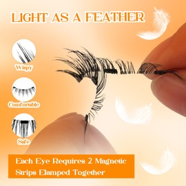 GEMERRY 2 Pairs Magnetic Eyelashes Natural Look Two Different Eyelashes Magnetic Reusable with 1 Piece Pliers 3D Eyelashes Magnetic Kit (Style-XCH03)