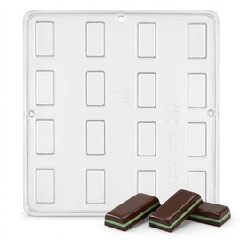 Andes Mint Piece Chocolate Candy Mold Candy Making 157, Small Rectangular Mint Candy Mold with 16 Cavities, 1 1/4" x 1/2" x 1/4"