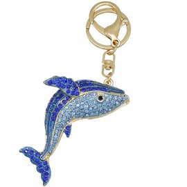 Moydolo Animal Pendant Keychain Crystal Bling Koala Owl Whale Flamingo Turtle Key Chain Ring Charm for Women Girls Purse Bags
