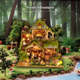 RHZN Miniature House Kit, Dollhouse Kit, Miniature Kit, DIY Mini House Building Kit for Adult Teen, Forest Adventure