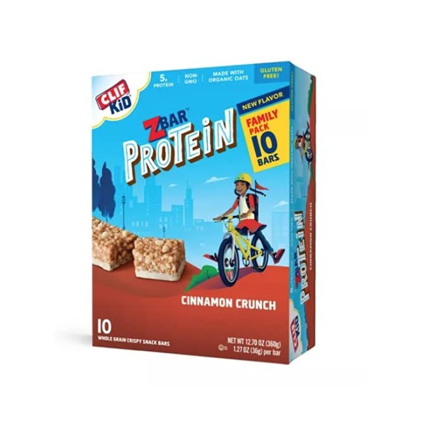 Clif Kid ZBAR - Protein Granola Bars - Cinnamon Crunch - Non-GMO - Organic -Lunch Box Snacks (1.27 Ounce Energy Bars, 10 Count)