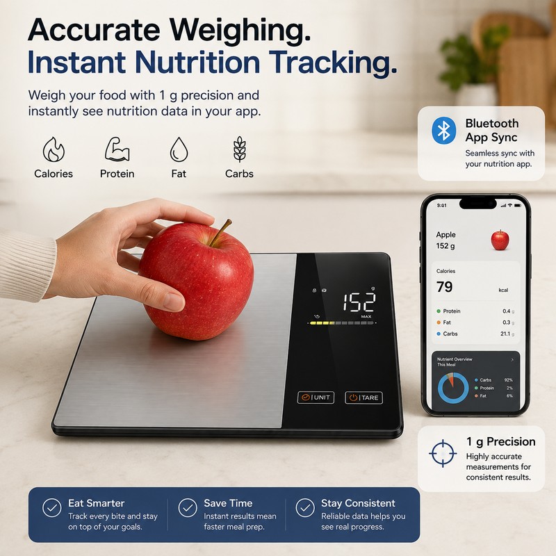 Smart Nutrition Food Scale for Meal Prep – 11LB Stainless