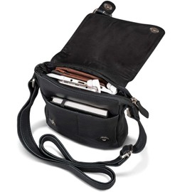 ROYALZ 'Louisiana' Leather Shoulder Bag Small for Men Leather Mini Side Pocket Vintage Look Bag for Hanging, black