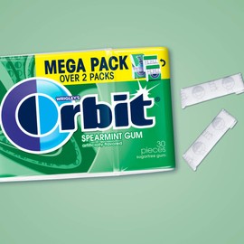 ORBIT Spearmint Sugar Free Chewing Gum, 30-Piece Pack of 6