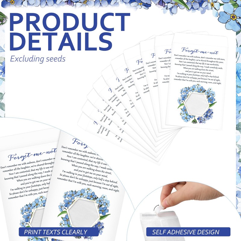 Humyoun 100 Pcs Forget Me Not Seed Mini Envelopes with