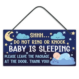 Putuo Decor Baby Sleeping Door Sign for Front Door PVC Do Not Disturb Door Hanger Sign Shhh Baby Sleeping Do Not Knock or Ring Doorbell Door Hanger Sign for Home Baby Room Nursery Kindergarten Decor