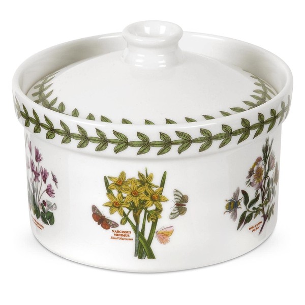 Portmeirion Botanic Garden Individual Covered Casserole | 5 Inch Casserole Dish with Assorted Floral Motifs | Made from Porcelain | Dishwasher and Microwave Safe