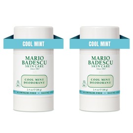 Mario Badescu Deodorant Infused with Skin-Loving Botanicals | Aluminum and Baking Soda-Free | Keeps Underarms Fresh All Day | For Daily Use | Cool Mint | 2 Pack