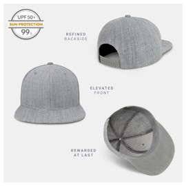 CHOK.LIDS Two Tone Snapback Heather Grey Flat Bill Visor Wool Blend Classic Plain Hats for Men Women Adjustable Baseball Cap (Light Grey)