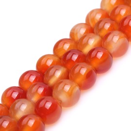 Natural Red Carnelian Agate Gemstone Semi Precious Round 10mm Loose Beads for Jewellery Making DIY Bracelet Necklace Crafts 15''