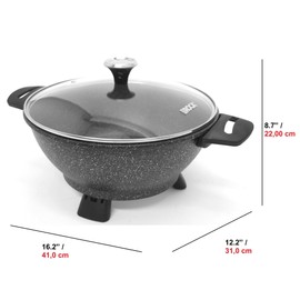 Starfrit The Rock Electric Multi Pot - 4.5L - Rock.Tec Non-Stick - Tempered Glass Lid - Variable Temperature Control