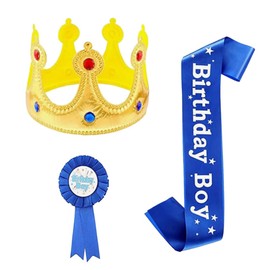 HNENCIER Birthday Hat, Brooch, Birthday Crown, Set of 3, Children, Birthday Crown, Props, Decoration, Photography