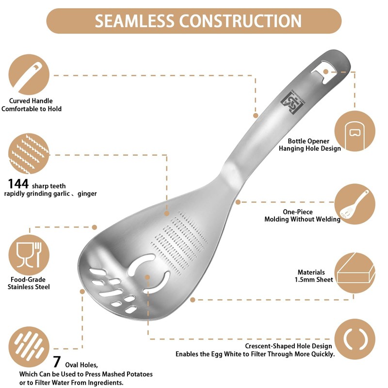 YERFFZE 5-in-1 Stainless Steel Kitchen Cooking Spoon – Multifunctional Tool
