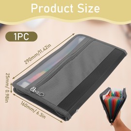 Expanding File A5, Receipt Coupon Organiser with 13 Compartments, Folder Organiser 28 x 15 cm, with Front Pocket and Colourful Labels