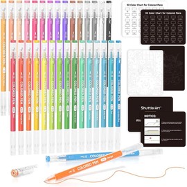 Colored Pens, Shuttle Art 30 Colors Cute Journal Pens 0.6mm Fine Point Colored Gel Pens for Black Paper Adult Coloring Writing Drawing Journaling Note Taking School Office Home Students