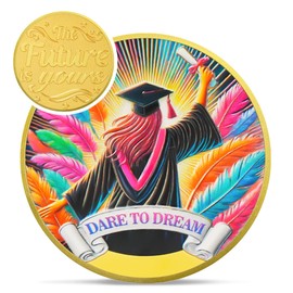 Dare to Dream Graduation Challenge Coin - Graduation Decorations 2025 Grad Party Coin - Class of 2025 Decor Chip Stuff - Graduation Lucky Charm Token Medal Gifts for Kids High School Kindergarten
