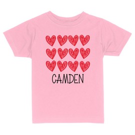 Hearts Camden Toddler Kids T-Shirt 2T Light Pink