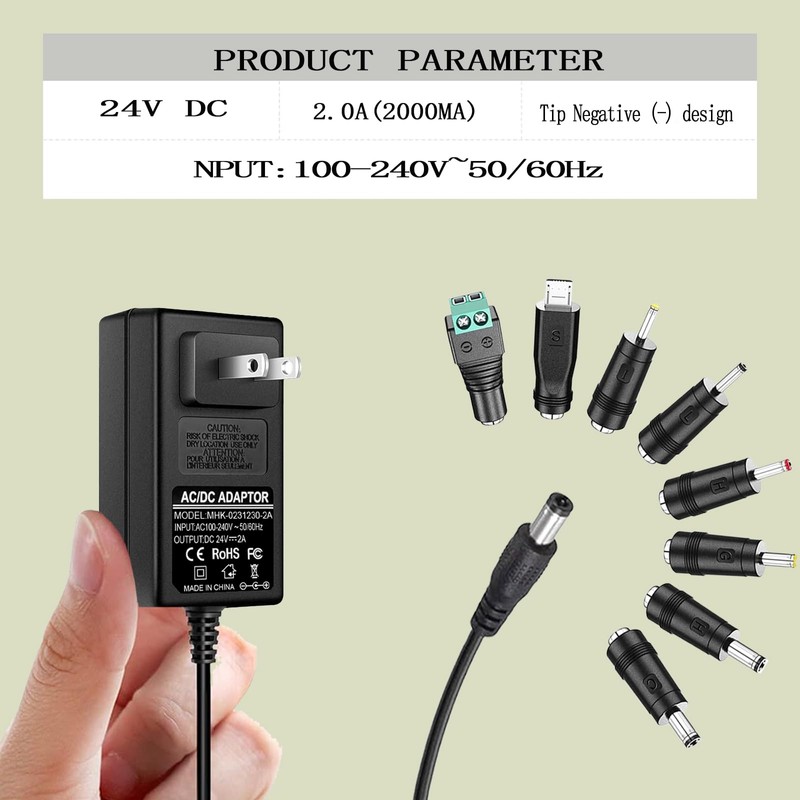 100V-240V to 24V 2A AC/DC Switching Power Supply Adapter with