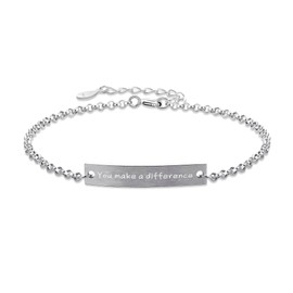 You Make a Difference Gifts, Make a Difference Bracelet, 925 Sterling Silver Bracelets for Women, Little Words Project Bracelets, Teacher Bracelets for Women, Engrave Bracelets for Women by ALiLuYa