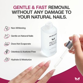 Morovan Press On Nail Glue Remover: Quick Gentle Press-On Nail Remover Odorless No Acetone Removal Artificial Fake False Nails - Enriched with Cuticle Oil and Vitamin E DIY at home 30ml