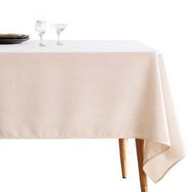 ISAENNE Ivory White Tablecloth for Rectangle Tables,Linen Table Cloth Solid Color Plain Simplicity,Heavy Durable Table Cover for Dining Kitchen Decor Party Banquet,63"*110"