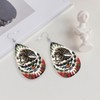 KOSUES Mexico Mexican Eagle Art Flag Faux Leather Teardrop Earrings