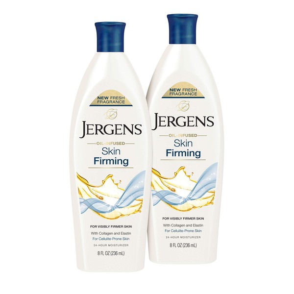 Jergens Skin Firming and Toning Body Moisturizer, 8 Ounces, with Collagen and Elastin, Deep Moisture, for Dry Skin, Dermatologist Tested (Pack of 2)