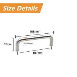 MOROBOR Stainless Steel Solid Round Handle, 100 mm Hole Centers U-Shaped Cabinet Hardware Pull for Bedroom Bathroom Kitchen Cabinets Door- 10 Pack/Brushed Silver