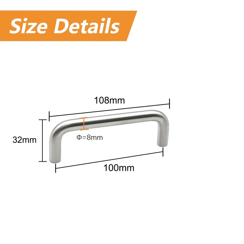 MOROBOR Stainless Steel Solid Round Handle, 100 mm Hole Centers