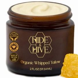 HIDE & HIVE Whipped Tallow Balm – Grass-Fed Moisture for Face, Body & Hands – Organic Beef Tallow for Skin with Royal Jelly & Propolis – Clean, Non-Greasy Balm for Dry, Sensitive Skin