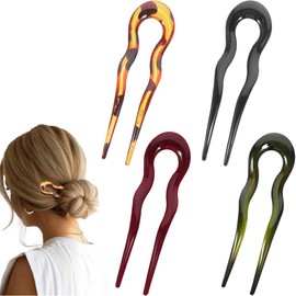 AFCJLTO Pack of 4 French Hair Pins U Shaped Hairpin Large French Twist Hair Pin Hair Pins French Clip for Women Girls All Hair Types