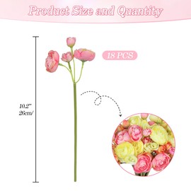 Ranunculus Artificial FlowersBundle 18Pcs Artificial Silk Mini Rose Flowers Persian Ranunculus Bouquet for Indoor Home Table Wedding Floral Arrangement (Orange)