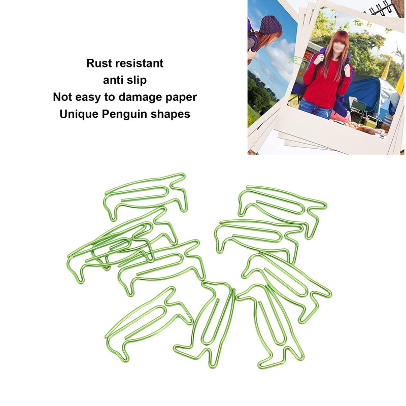 100Pcs Paper Clips Cute Unique Penguin Shape Electroplating Process Lightweight