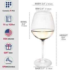 crayline Plastic Wine Glasses Set of 6(15oz) |Unbreakable Wine Glasses with Stem|100% Tritan & BPA Free |Dishwasher Safe| Awesome For Pool, Beach, Travel, Pool, Camping, Beach, Picnic, Everyday Use.