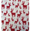 Christmas Fabric - Red Reindeers Stags on Off White -
