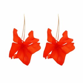 Boho Rose Petal Acrylic Earrings Elegant Statement Long Colorful Resin Tiered Big Floral Flower Tassel Dangle Drop Earrings for Women Wedding Bridal Party Summer Holiday Fashion Jewelry Gifts (Orange)