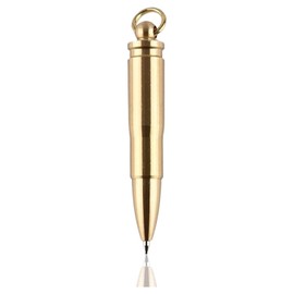 1PCS Lexziuo Brass Mini Pen - Handmade Solid Brass Ballpoint Pen with Gold Classic Design, Smooth Writing & Keychain Attachment