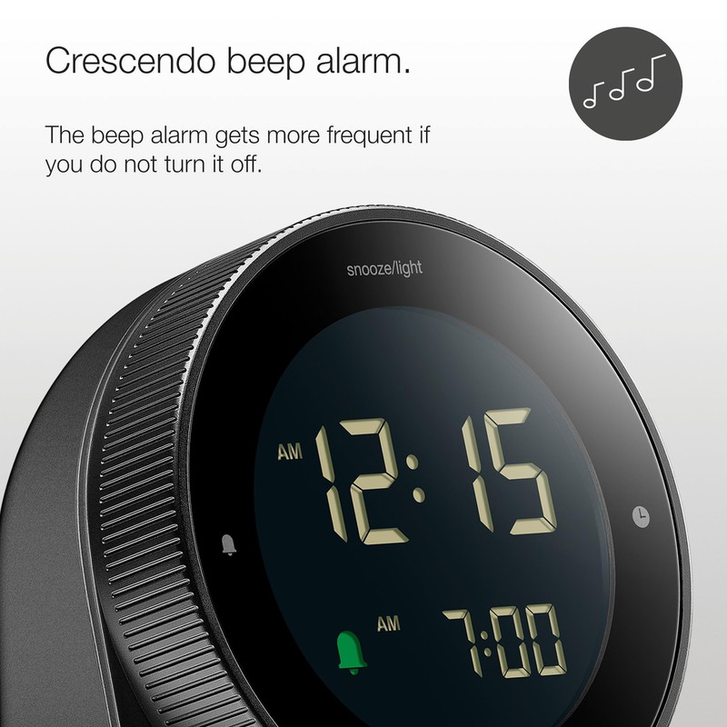 Braun Digital Alarm Clock with Snooze, Negative LCD Display, Rotating