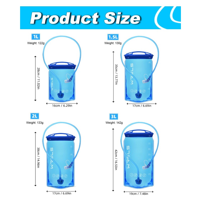 WRELS Hydration Bladder,Water Bladder for Hydration Pack,BPA-Free Leakproof Water Reservoir