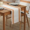 Cotton Linen Table Runner 120inches Long, Thanksgiving Stripes Orange, Burlap